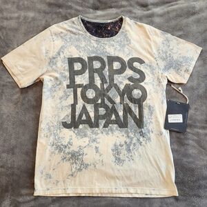 PRPS Men's Blue / Brown Tye-Dye Logo Graphic T-Shirt Size L  Tokyo Japan RARE